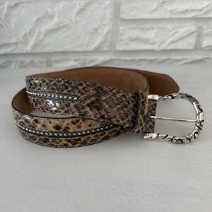 Vintage Brighton Women’s Snake Skin Embossed Belt - Silver Studs - Size 36